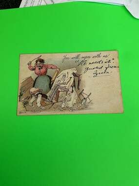 Vintage 1905 Comic Postcard - You will agree with us. He needs it.